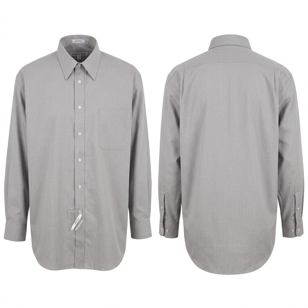 NWT Joseph & Feiss‎ Shirt Men 18 34/35 Gray 100% Cotton No Iron Button Down